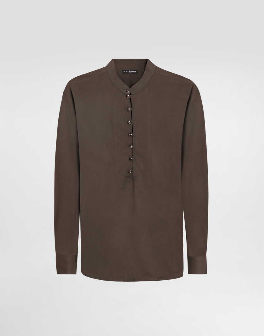 Mandarin shirt in cotton canvas