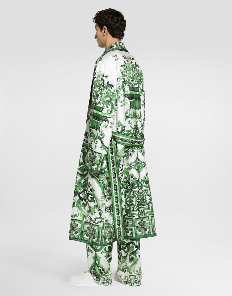 Dolce & Gabbana Oversize silk and yarn shirt with majolica print Print GXV29TJBSJL