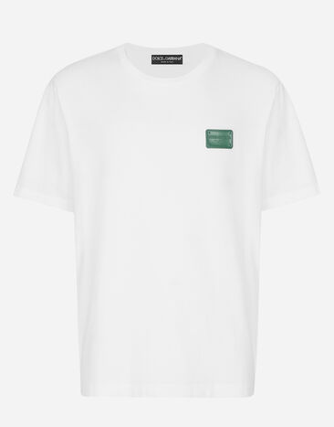 Dolce & Gabbana Baumwoll-T-Shirt mit Logoplakette Mehrfarbig CS1769AJ968