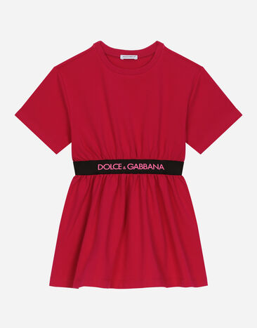 DolceGabbanaSpa Abito in interlock con elastico logato Fuchsia L5JD6EG7I0D