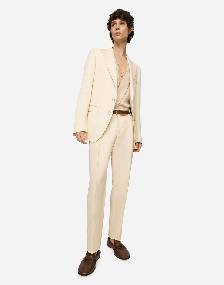 Dolce & Gabbana Linen, cotton and silk pants White GY6UETFUMJN