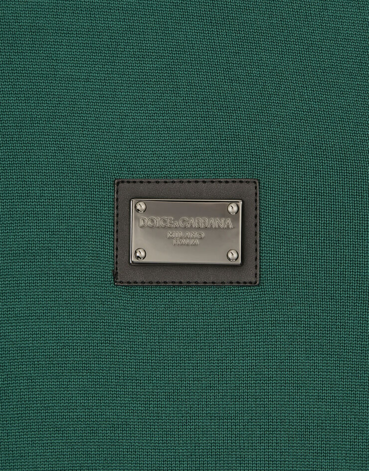 Dolce & Gabbana Pull polo en laine avec plaquette à logo Multicolore GXO38TJCVC7
