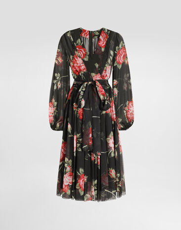 Dolce & Gabbana Rose bouquet-print chiffon dress Multicolor F6CNUTIS11F