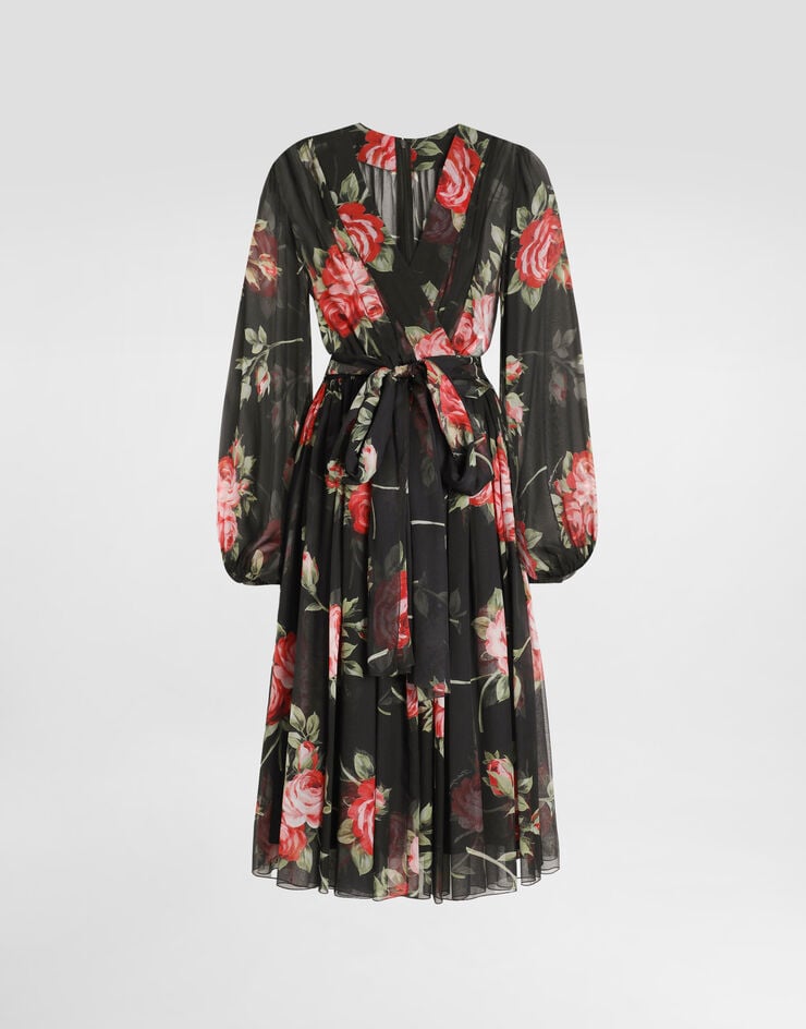 Dolce & Gabbana Rose bouquet-print chiffon dress Multicolor F6CNUTIS11F