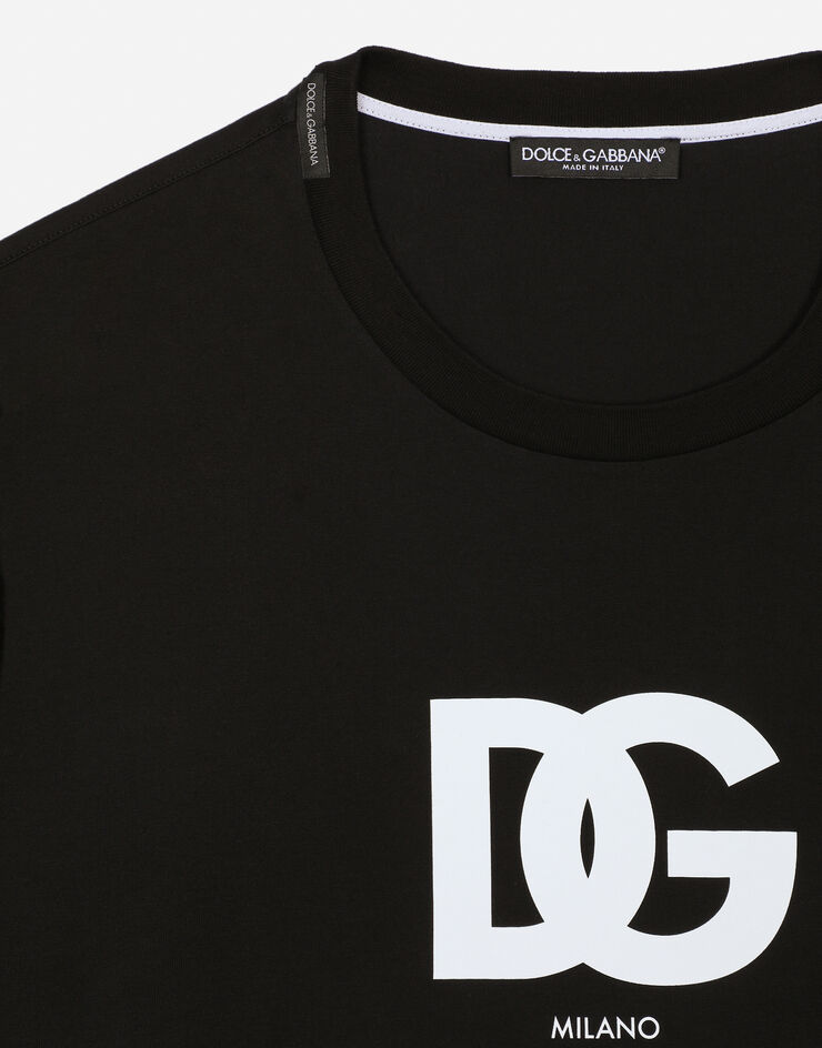 Dolce & Gabbana Camiseta de algodón con estampado logotipo DG Negro G8OA3TFU7EQ