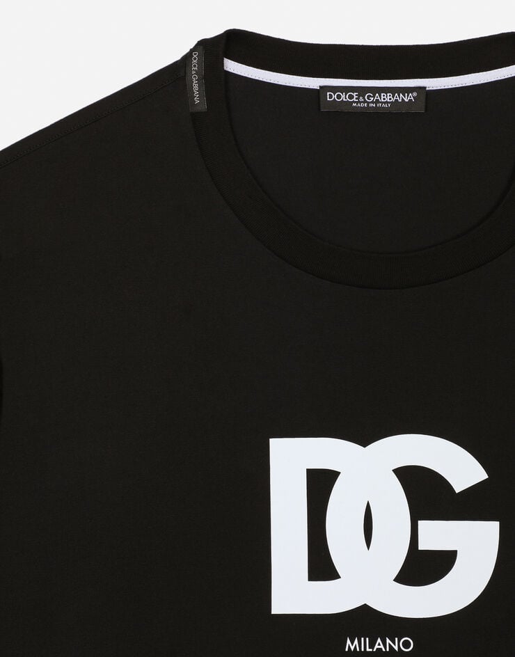 Dolce & Gabbana DG 로고 프린트 코튼 티셔츠 블랙 G8OA3TFU7EQ