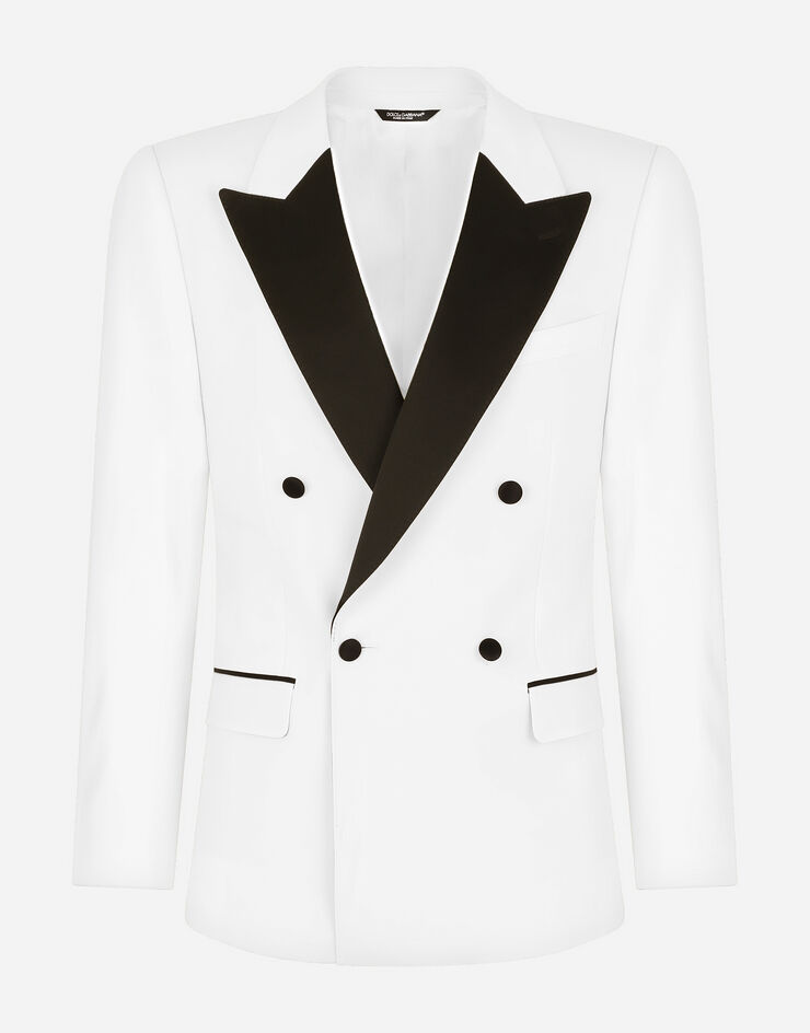 Dolce & Gabbana Double-breasted stretch wool Sicilia-fit tuxedo suit White GKHYMTFUBE7