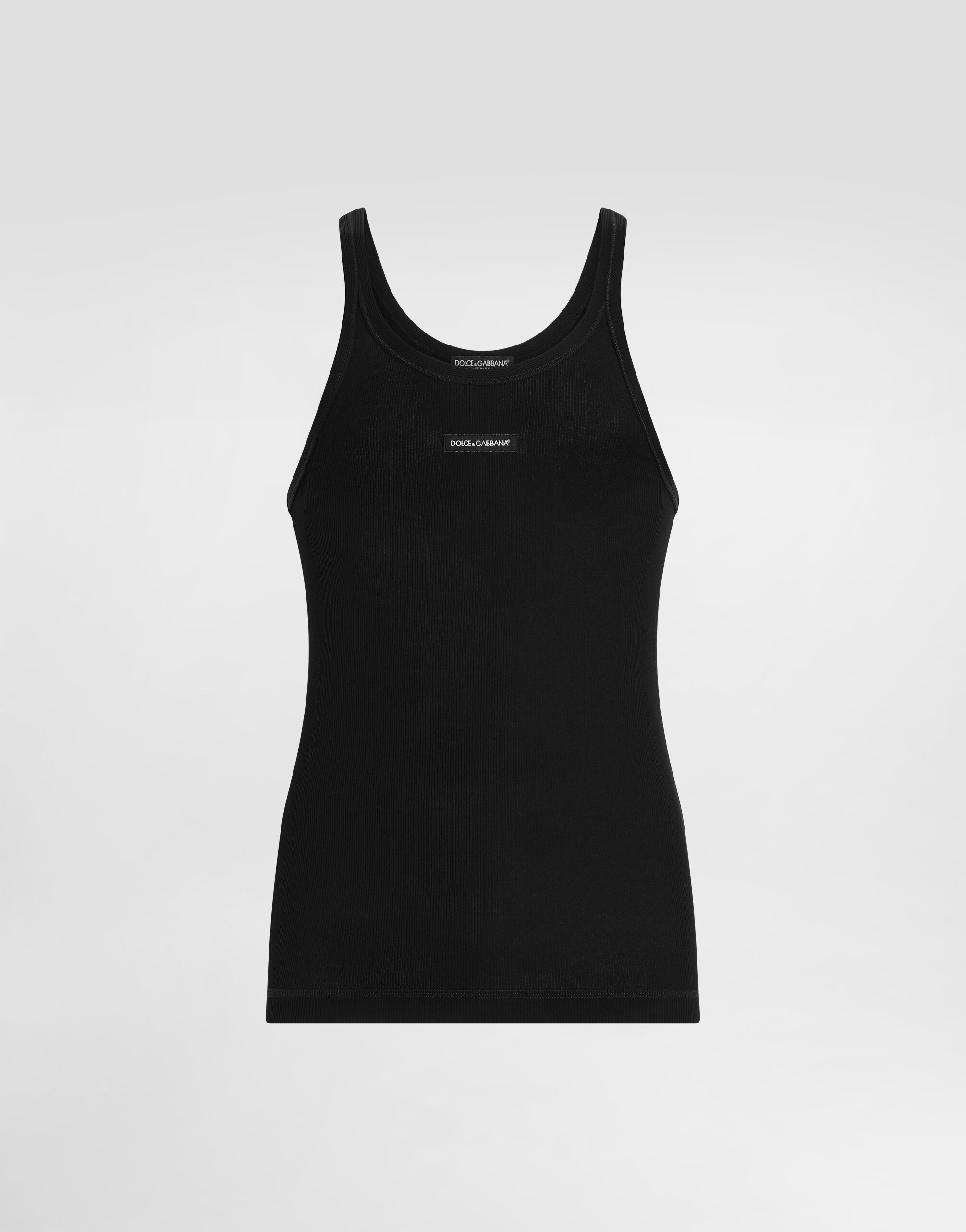 Blackのメンズ プリント コットン タンクトップ | Dolce&Gabbana®