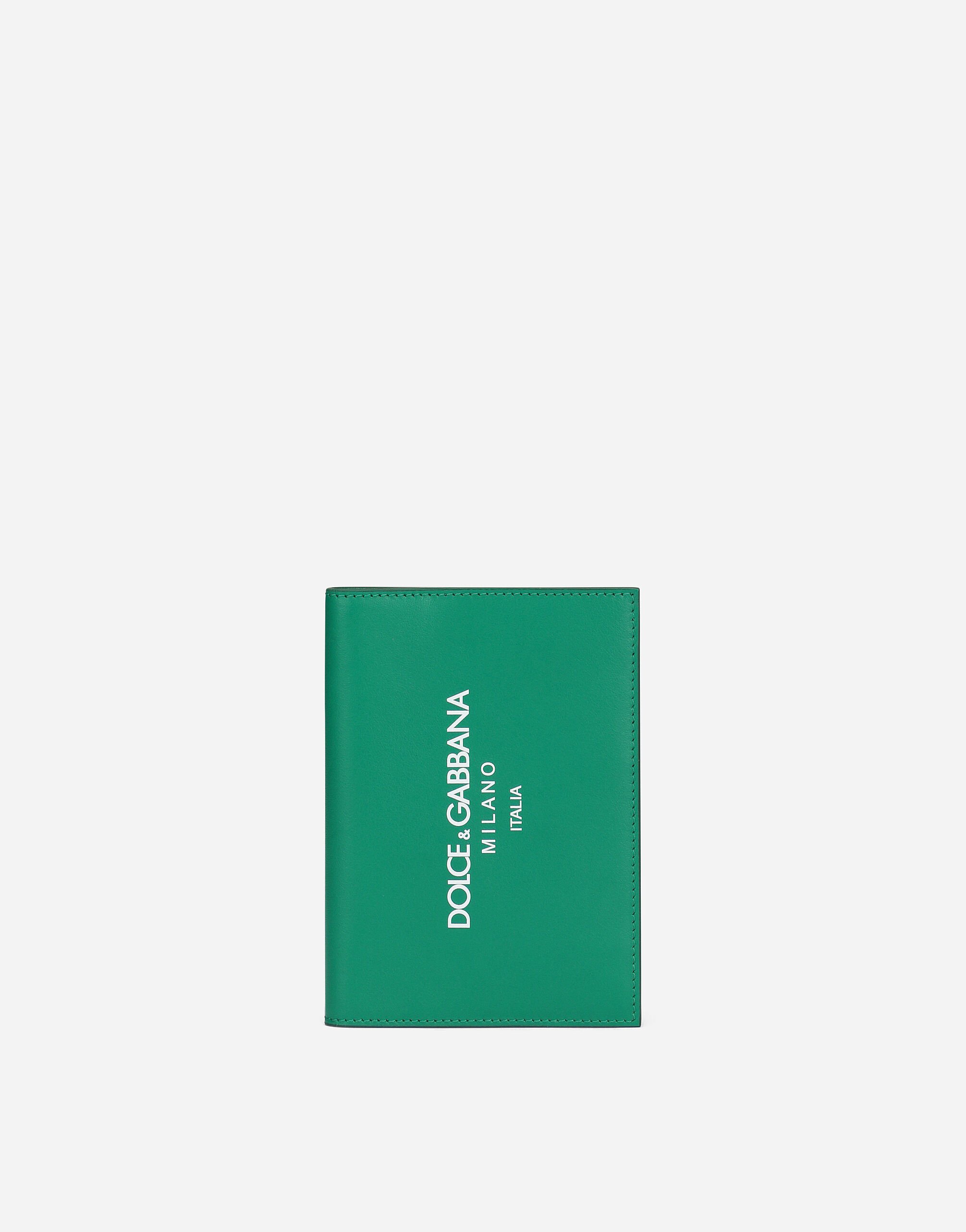 Dolce & Gabbana Calfskin passport holder with logo Green GH874ZFUFJU