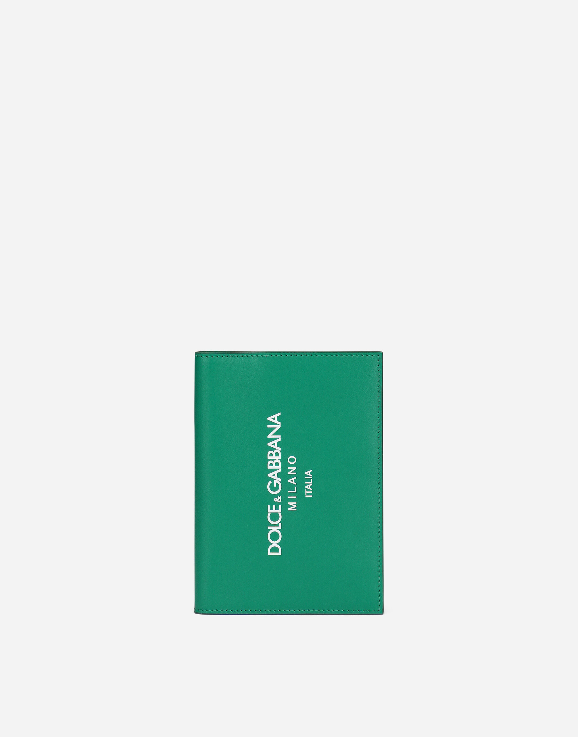 Calfskin passport holder with logo