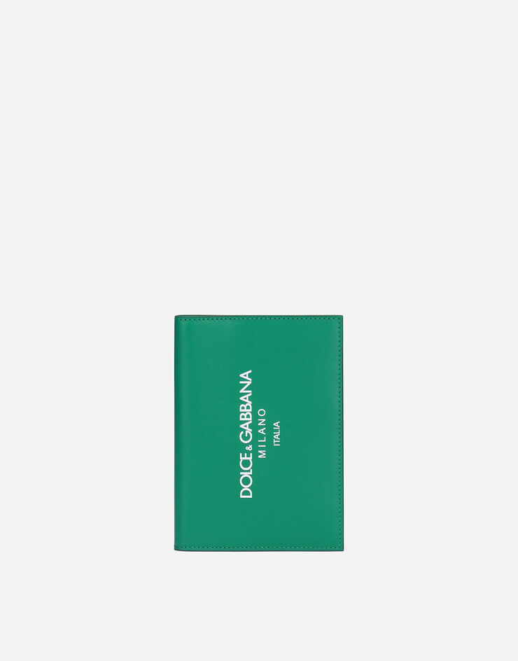 Dolce & Gabbana Calfskin passport holder with logo Green BP2215AN244