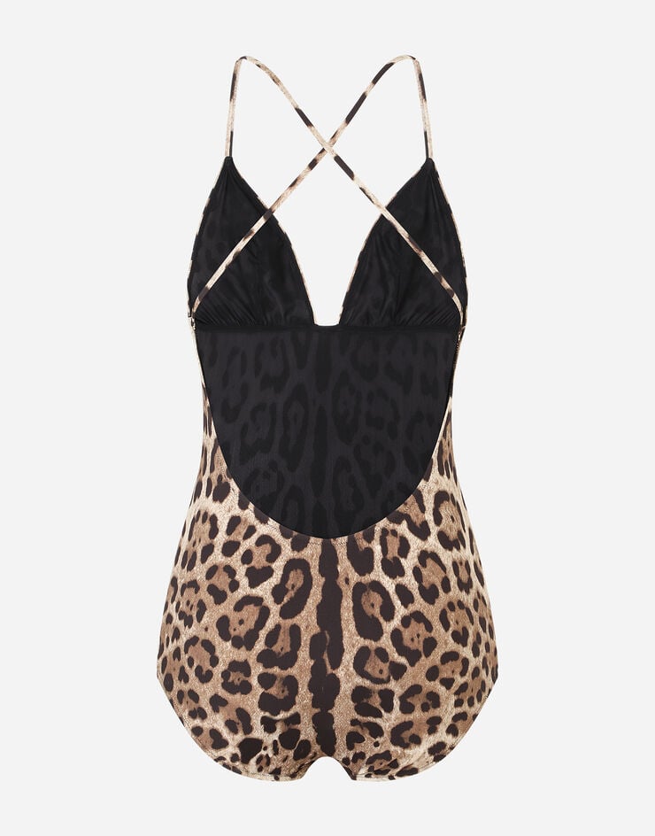 Dolce & Gabbana Leopard-print one-piece swimsuit Multicolor O9A73JFSGDM