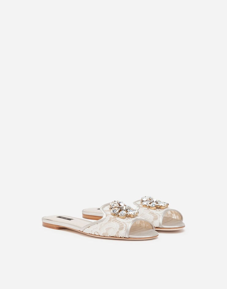 Dolce & Gabbana Lace rainbow slides with brooch detailing WEISS CQ0023AL198