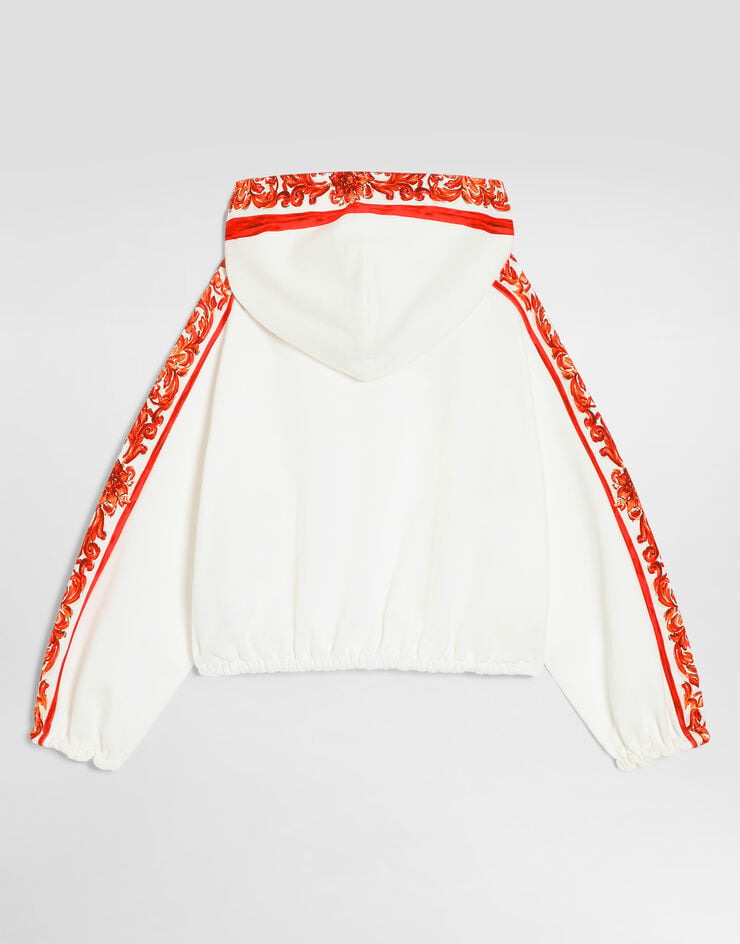 Dolce & Gabbana Majolica-print hoodie White L5JWDCG7P4K