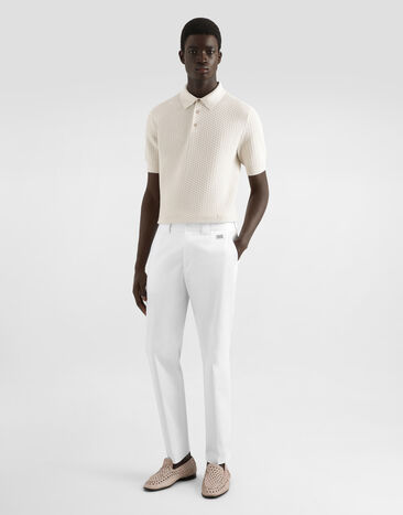 Dolce & Gabbana Cotton polo-shirt with embroidered logo Beige GXZ02ZJBCFB