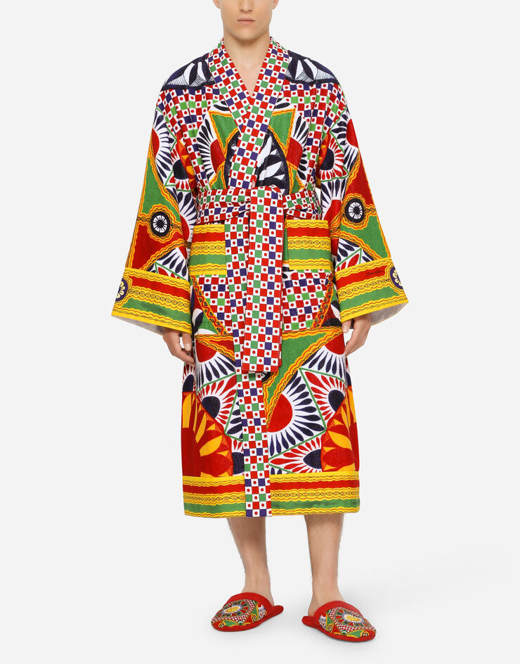 Dolce & Gabbana Terry Cotton Bath Robe Multicolor TCF010TCAGP