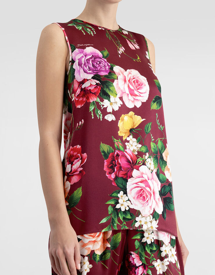 Dolce & Gabbana Rose-print satin top Multicolor I7R08WIS11B