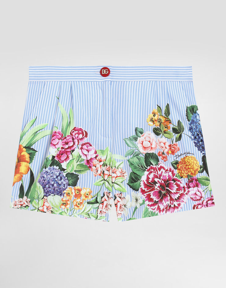 Dolce & Gabbana Striped poplin shorts with floral print Print L53Q39FI5K7