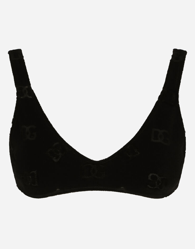 Dolce & Gabbana 整体 DG 徽标植绒平纹针织上衣 黑 F770DTFJ7DL