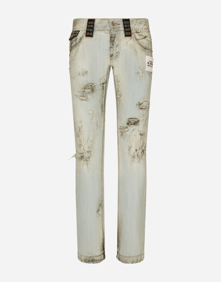Dolce&Gabbana Washed dirty denim jeans with rips Multicolor GZ64CZG8JS6