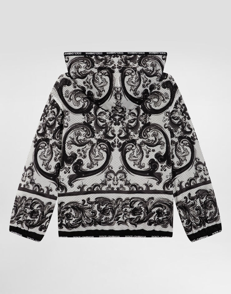 Dolce & Gabbana Chaqueta de malla suave con estampado de mayólica Multicolor L4JC26FIM6P