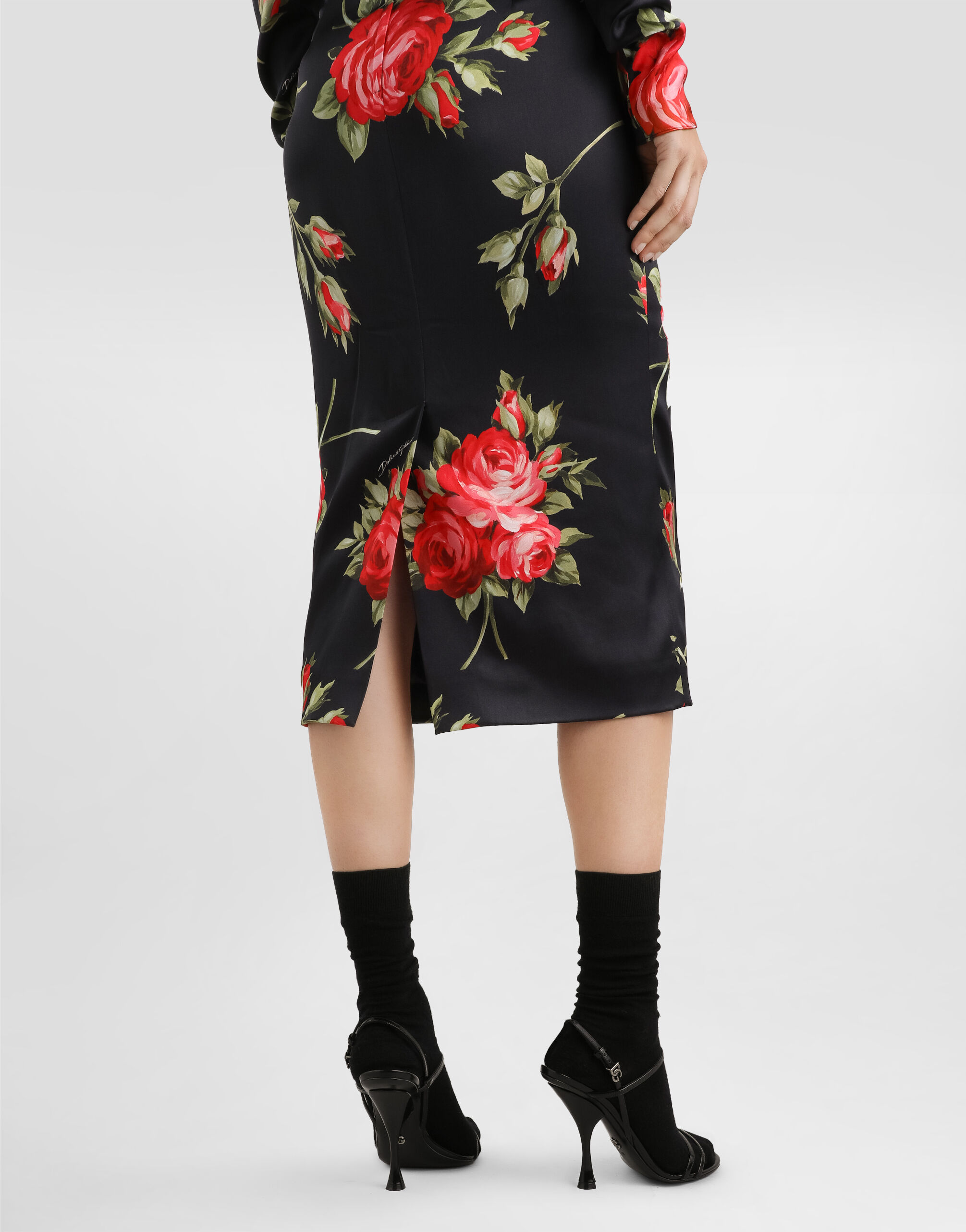 Rose bouquet-print sheath dress in Multicolor for Women
