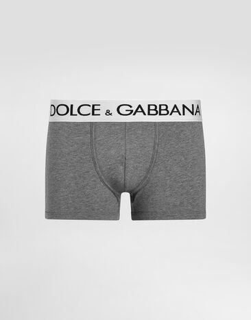 Dolce & Gabbana Bóxer de algodón bielástico Gris M4B97JOUAIG