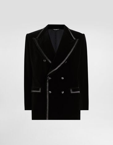 Dolce & Gabbana Zweireihige Samtjacke Black G2VO8TFUVG7