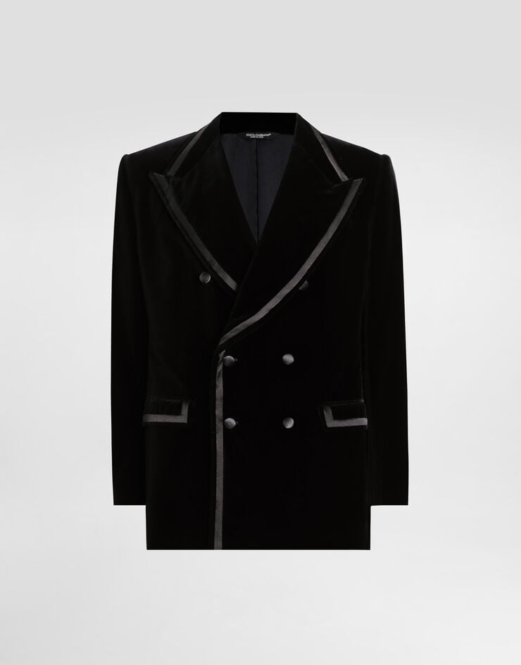 Dolce & Gabbana Zweireihige Samtjacke Black G2VO8TFUVG7