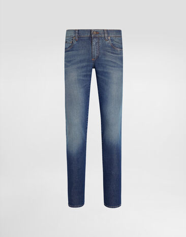 Dolce & Gabbana Skinny stretch cotton jeans with logo embroidery Multicolor GY07LZG8MV1