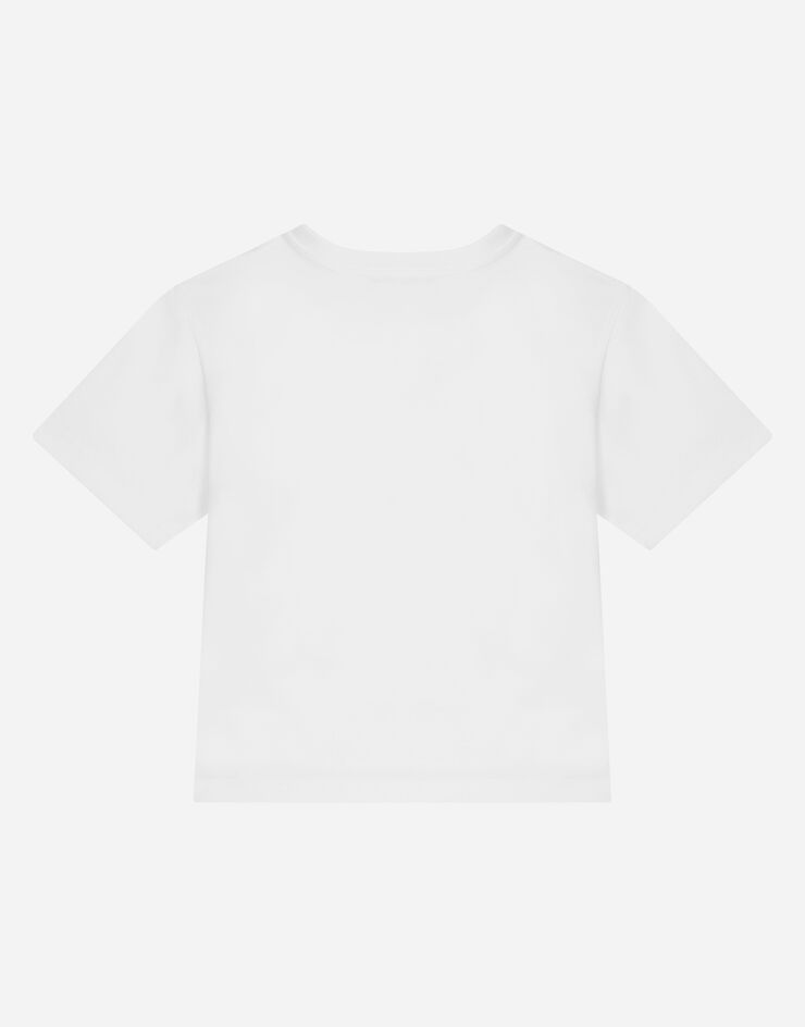 Dolce & Gabbana Camiseta de cuello redondo en punto con bordado DG Milano Blanco L4JTEYG7E5G