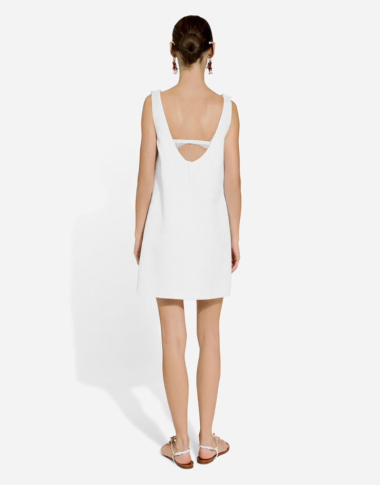 Dolce & Gabbana Abito corto in broccato con scollo posteriore Bianco F6JHPTFJTBV