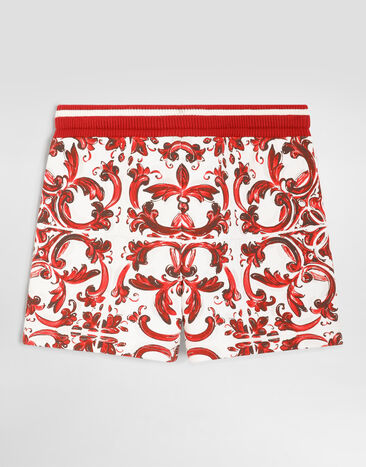 Dolce & Gabbana Majolica-print fleece bermuda shorts Multicolor L1JQR9II7KU