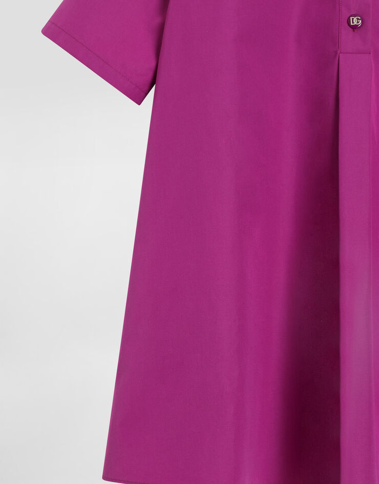 Dolce & Gabbana Kleid aus Baumwollpopeline mit Patch Fuchsia L54DF6FU5V4