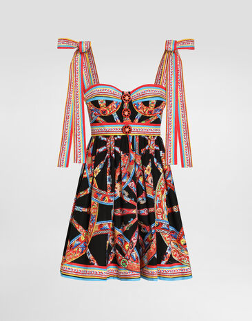 Dolce & Gabbana Abito in popeline stampa carretto Multicolore F615XTGDDTF