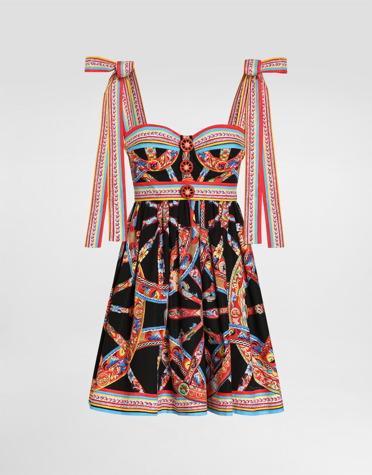 Dolce & Gabbana Abito in popeline stampa carretto Multicolore F615XTGDDTF