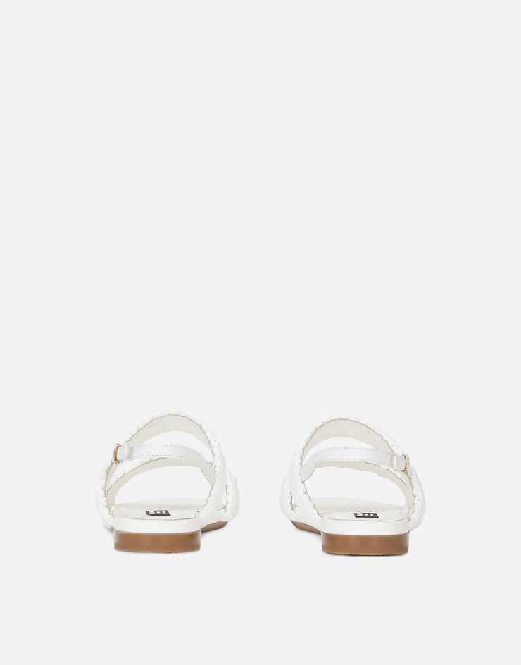 Dolce & Gabbana Calfskin sandals with crochet detailing White D10819AD693