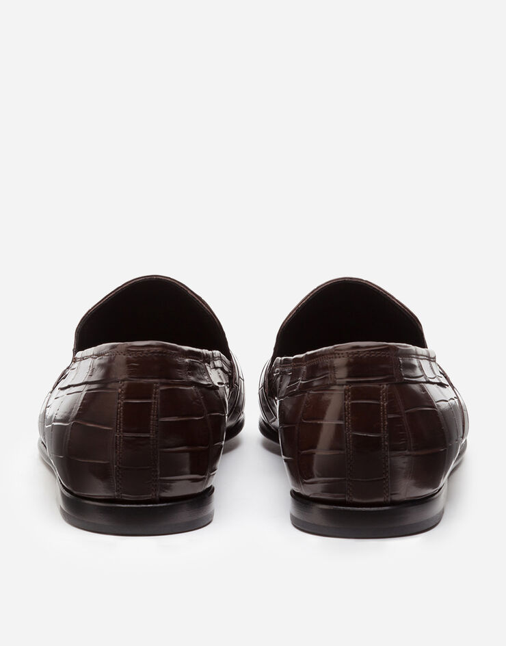 Dolce & Gabbana Crocodile nappa slip-on shoes Brown A50216A2354