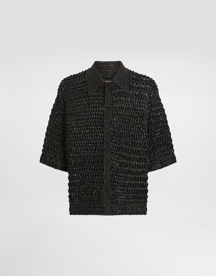 Dolce & Gabbana 粘胶拉菲草钩编衬衫 黑 GXVA1TJAIRE