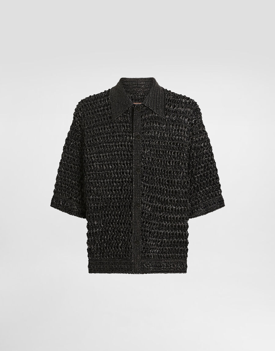 Viscose raffia crochet shirt