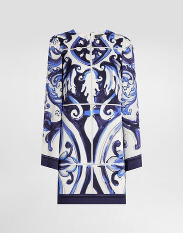 Dolce & Gabbana Majolica-print charmeuse dress Print I6KH4WFHAA2