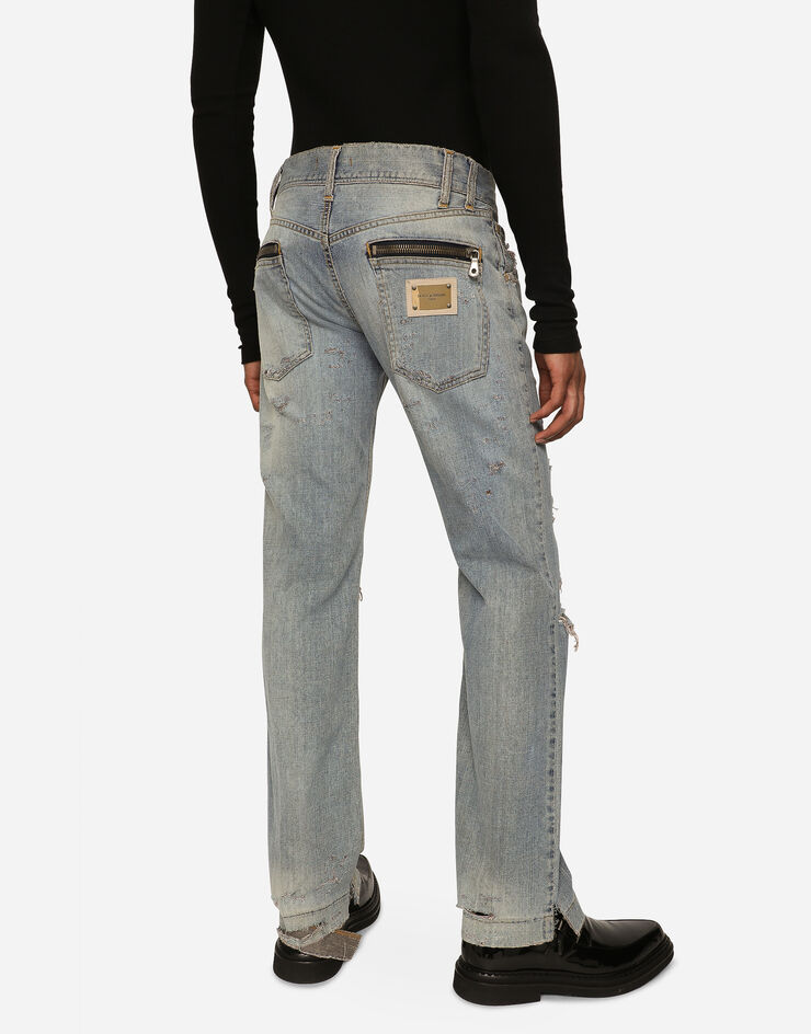 Dolce&Gabbana Jeans in denim lavato con rotture Multicolore GZ44MDG8JS4
