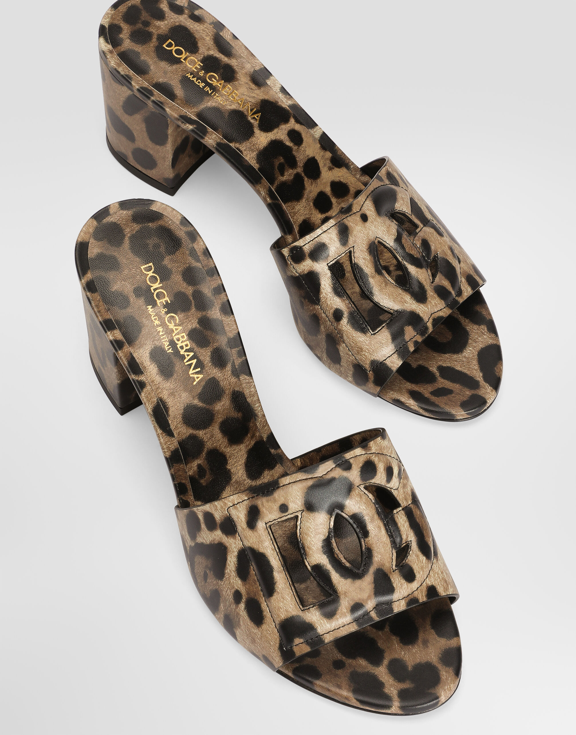Leo-print calfskin mules in Print for Women | Dolce&Gabbana® US