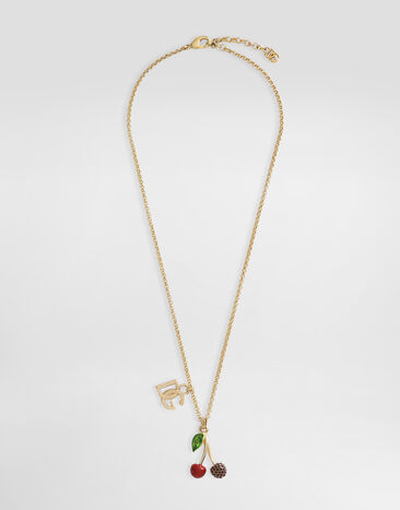 Dolce&Gabbana Collier avec logo DG et pendentif cerises Doré WNP6C1W1111