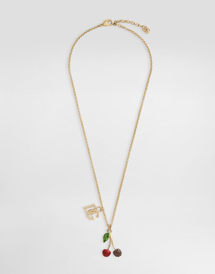 Dolce&Gabbana Necklace with DG logo and cherry charms Gold WNP6C1W1111