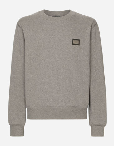 Dolce & Gabbana Sudadera de punto con placa con logotipo Gris G9ABJTG7F2G