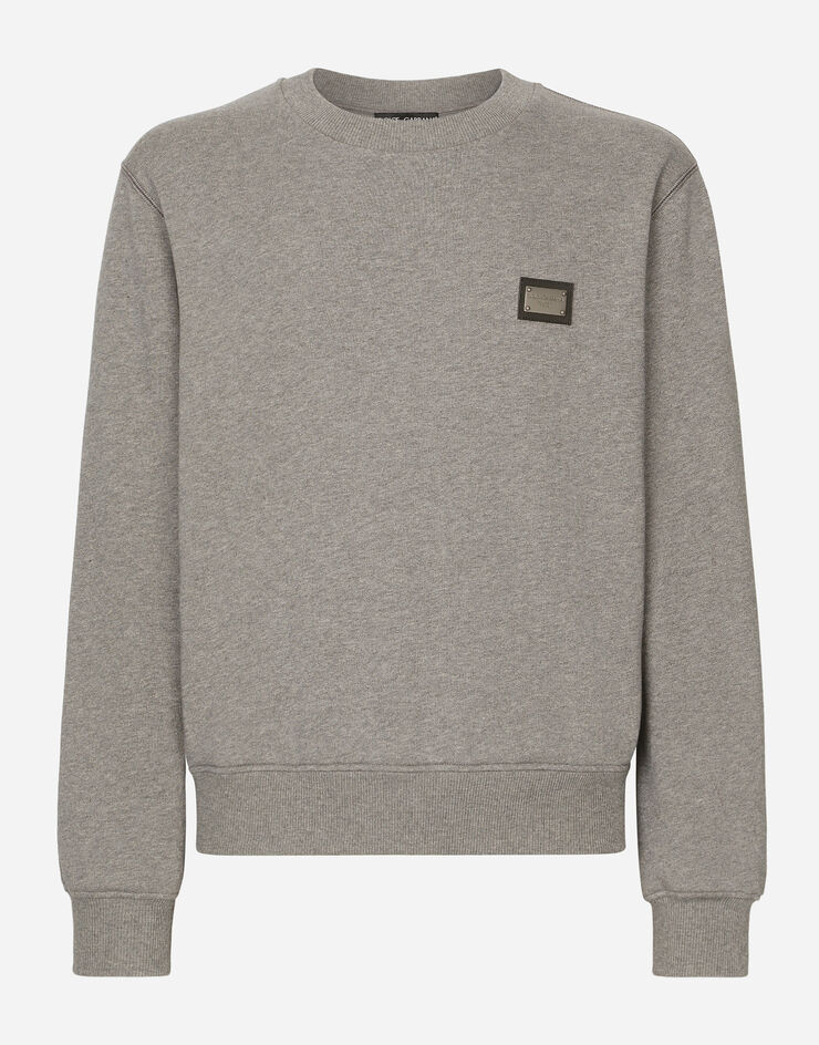 Dolce & Gabbana Sweat-shirt en jersey avec plaquette à logo Gris G9ABJTG7F2G