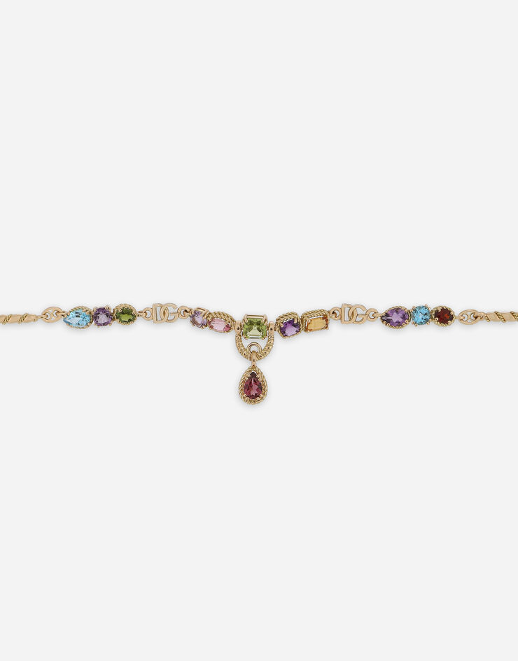 Dolce & Gabbana 18kt yellow gold bracelet with mutlicolored fine gemstones Yellow Gold WBQR1GWMIX1