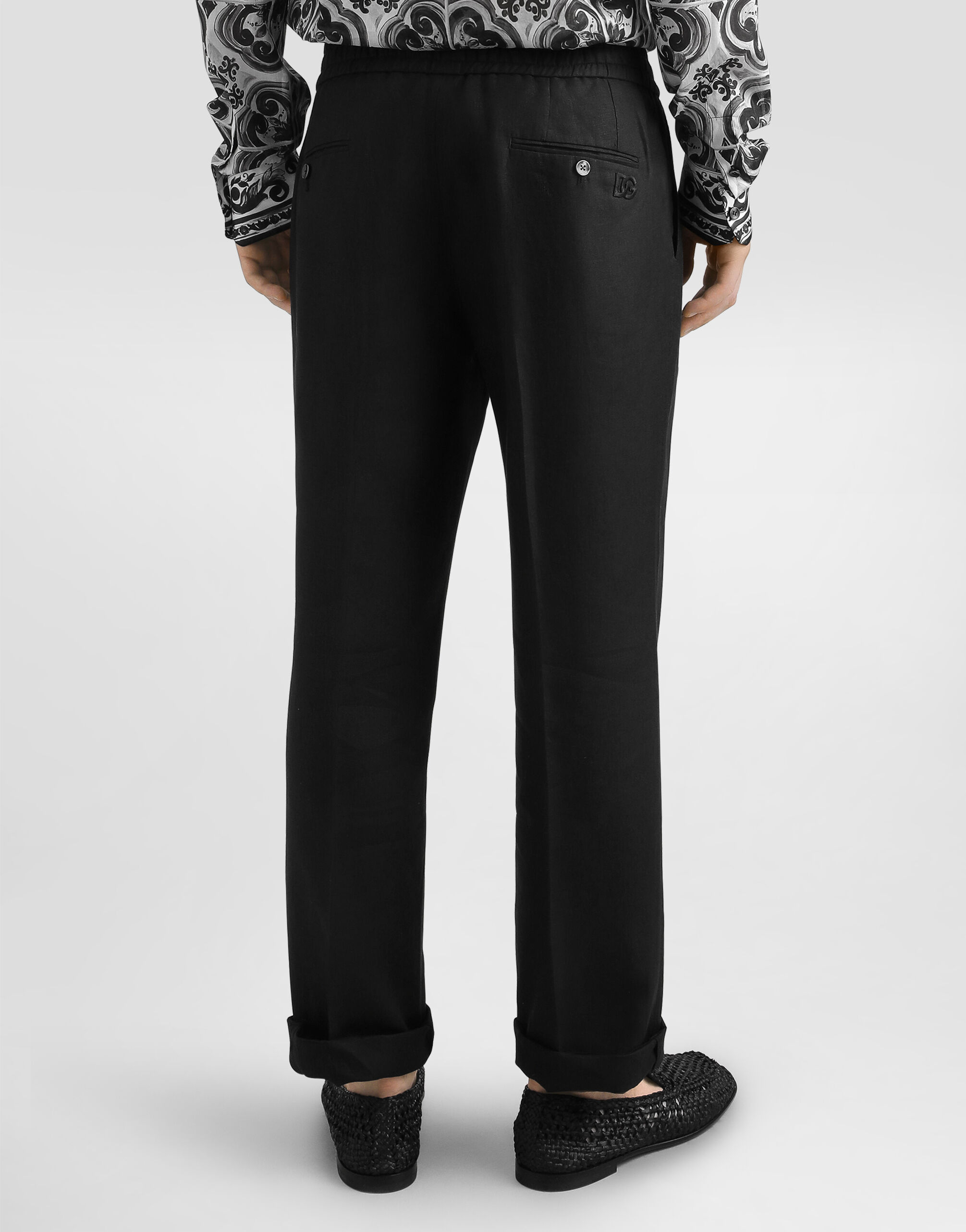 Linen jogging trousers in Black for Men | Dolce&Gabbana® US