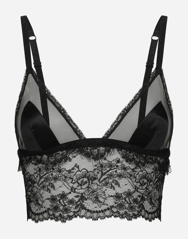 Dolce & Gabbana Soft-cup satin bralette with lace detailing Black O7C46TONO23
